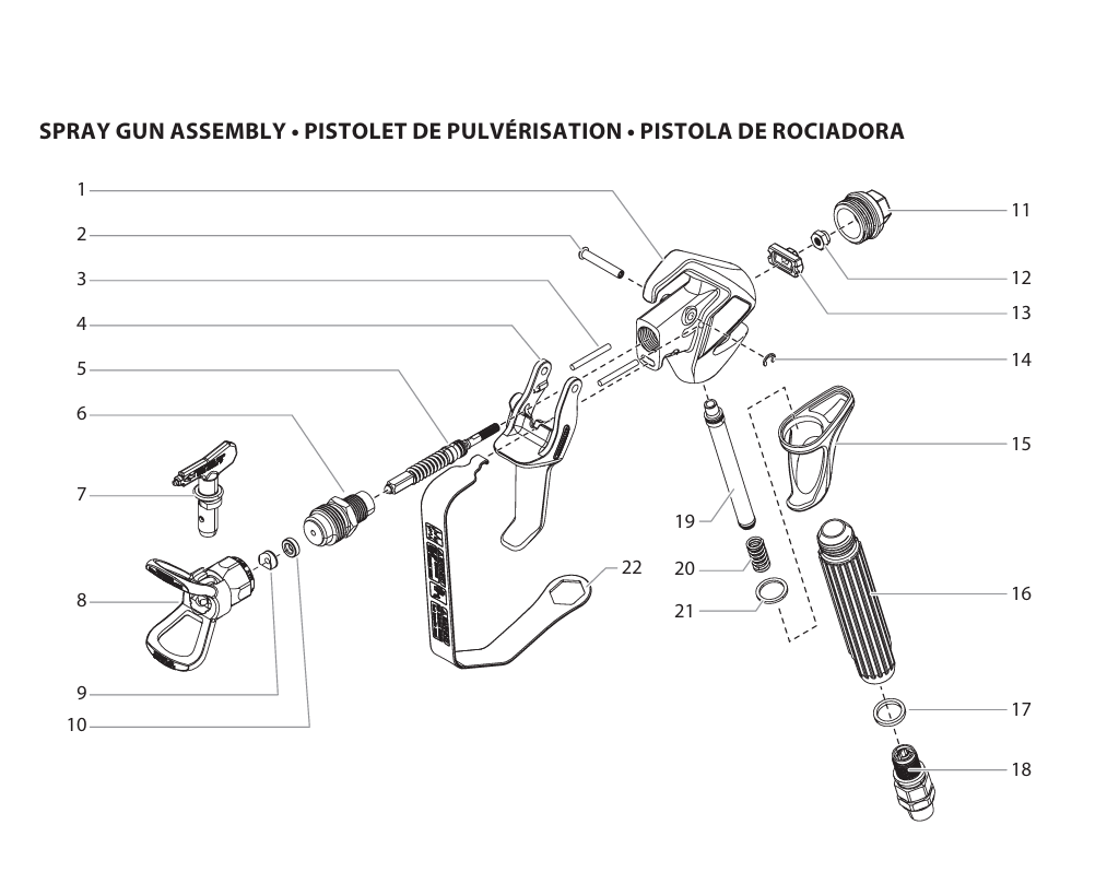 Impact X 120 Spray Gun Assembly parts