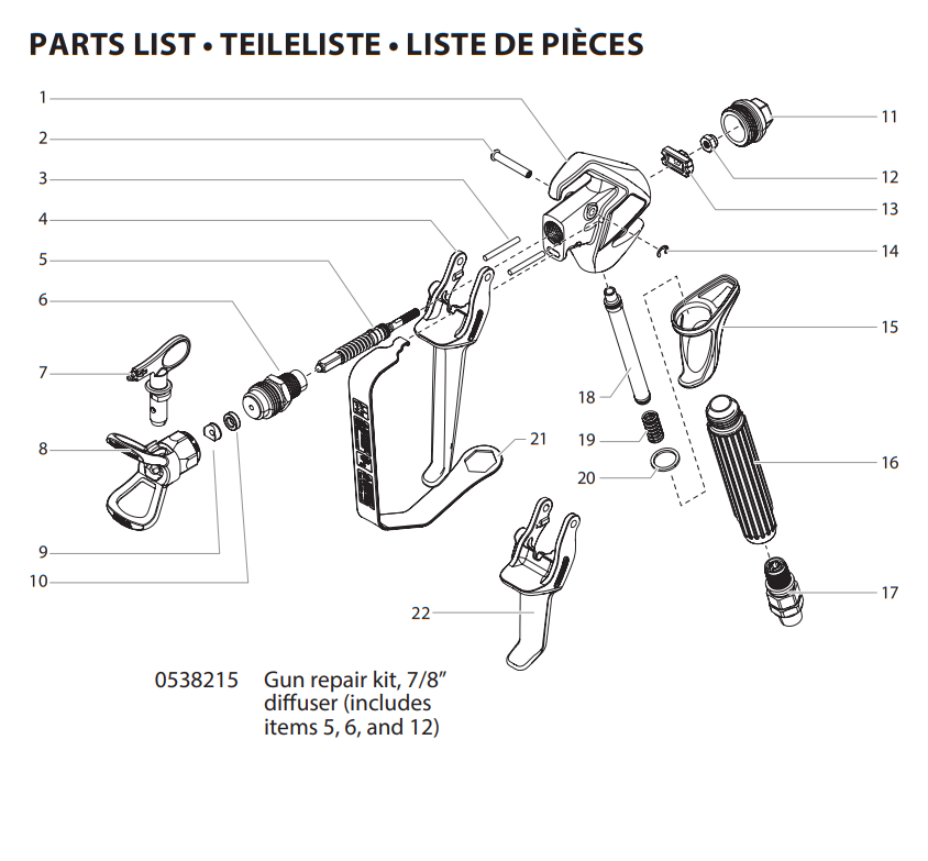 Titan RX-80 Spray Gun parts diagram