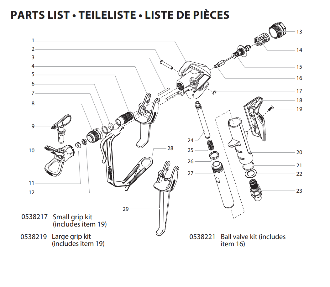 Titan RX-Pro Spray Gun parts diagram